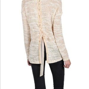 Anthropologie A'REVE Lace Up Back Sweater